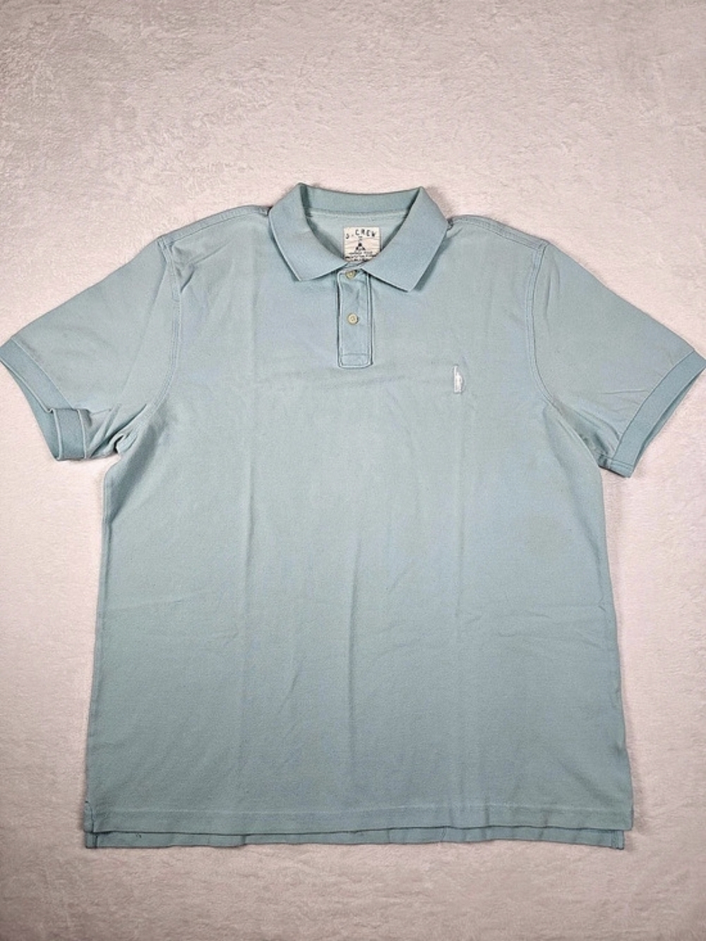 J CREW Polo Shirt Mens XL Light Blue Mint Seersucker Knit Short Sleeve Top